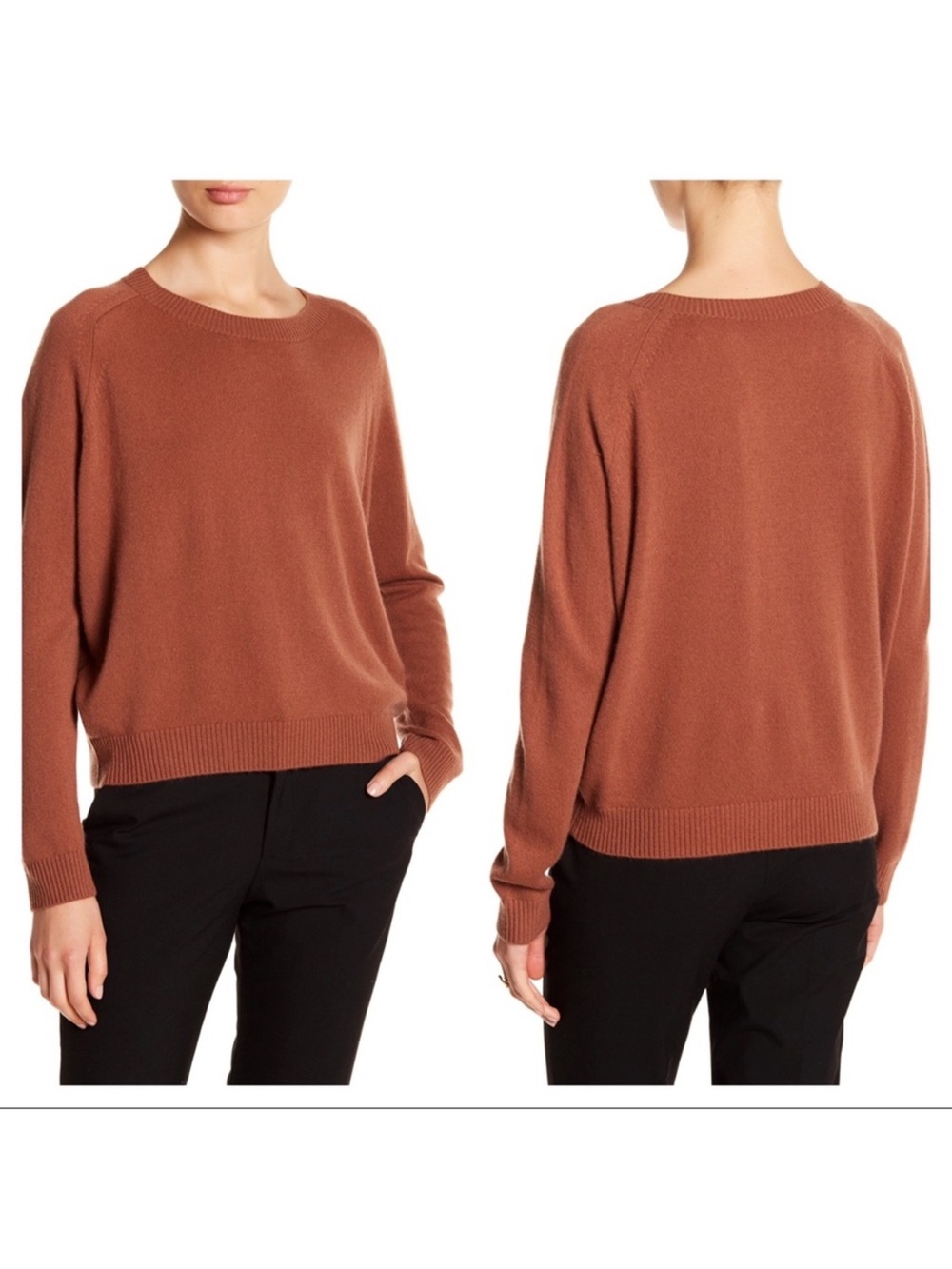 VINCE 100% Cashmere Pullover Crewneck Sweater Rust Orange US S